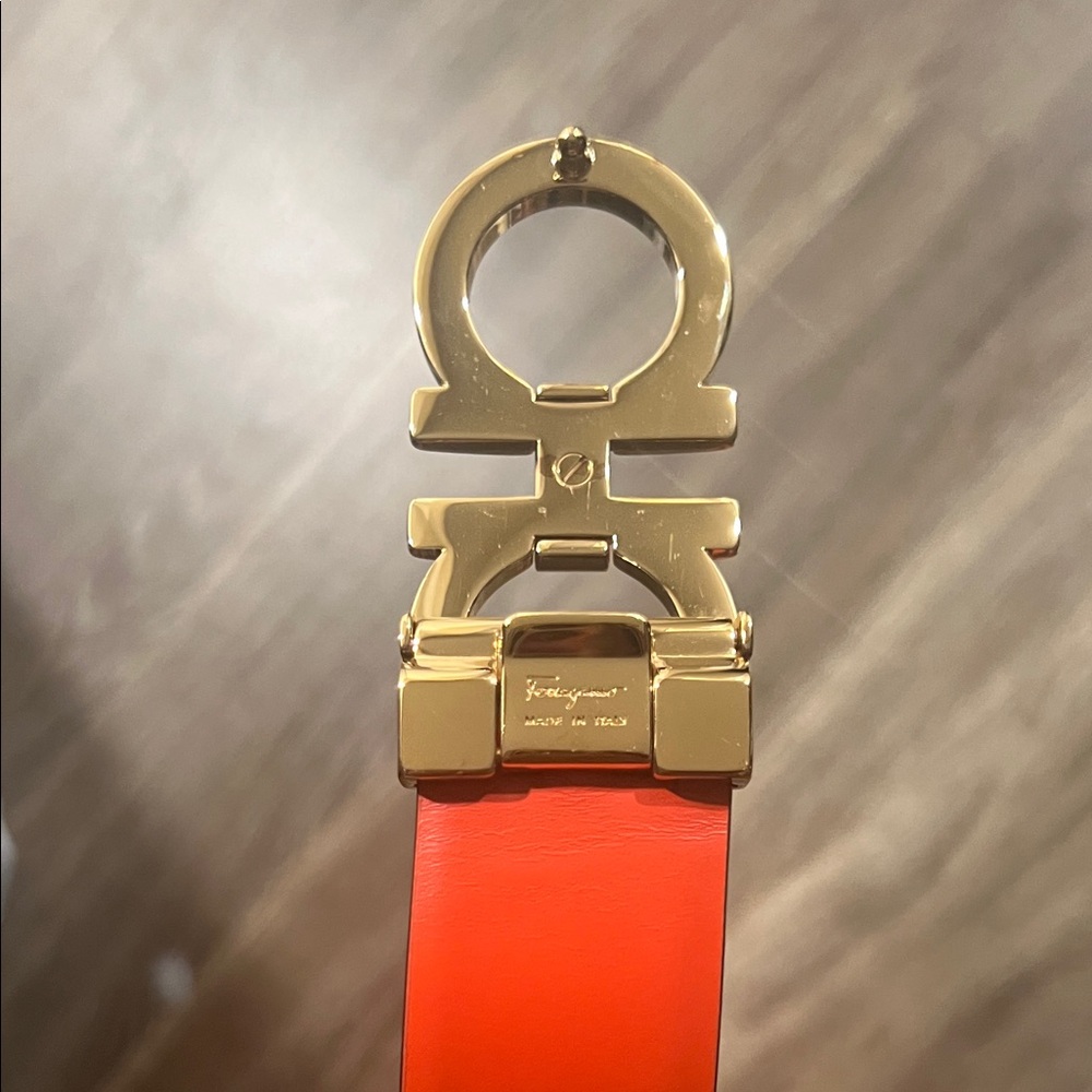 Salvatore Ferragamo Black Belt with Gold Buckle - Picture 5 of 6